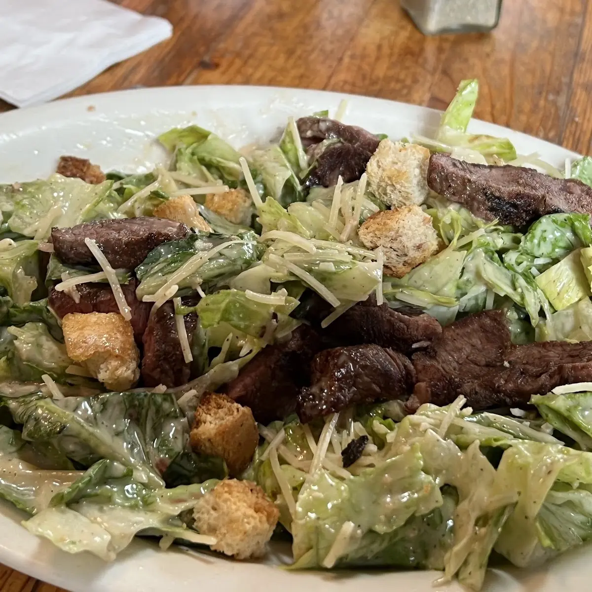 Caesar Salad with Flat Iron Tips