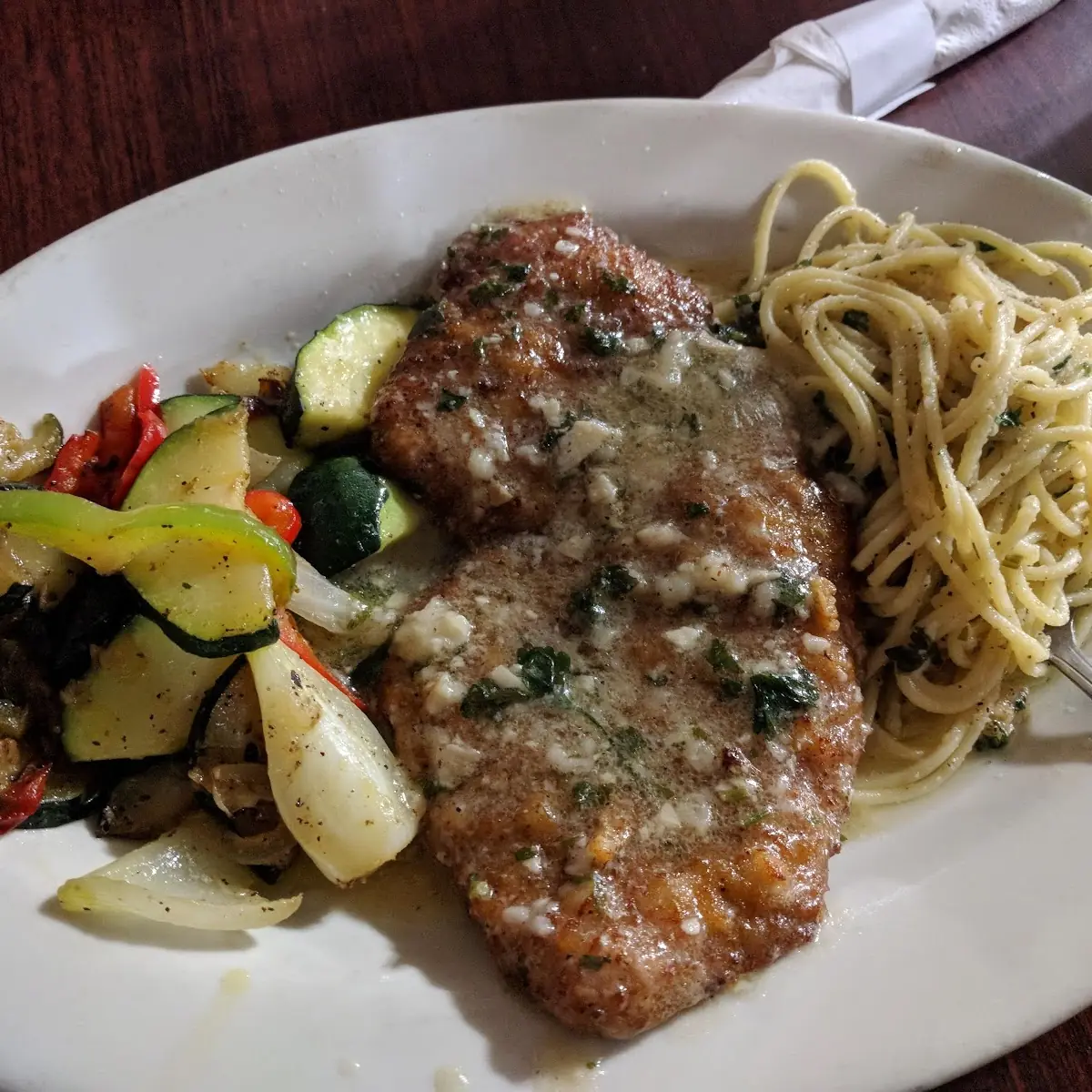 Grilled Salmon with Fettuccine Alfredo