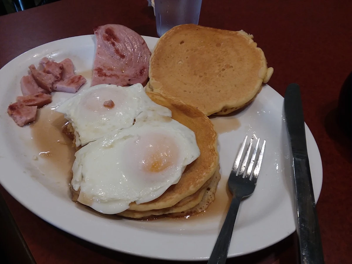 Two Eggs Ham Pancake Breakfast