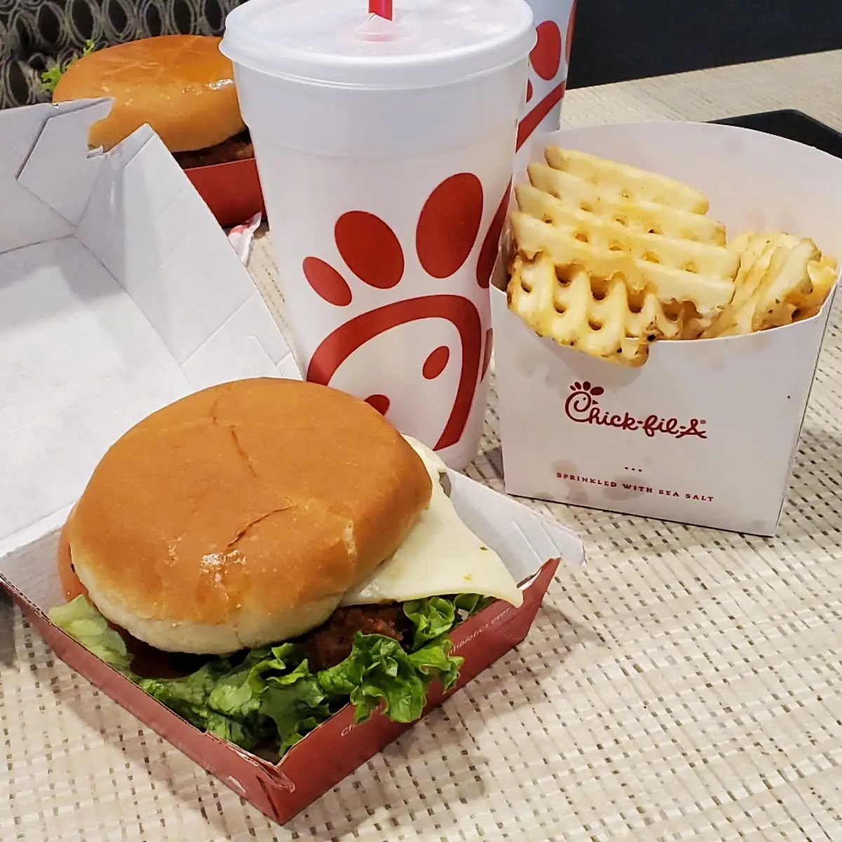Chicken Sandwich and Waffle Fries