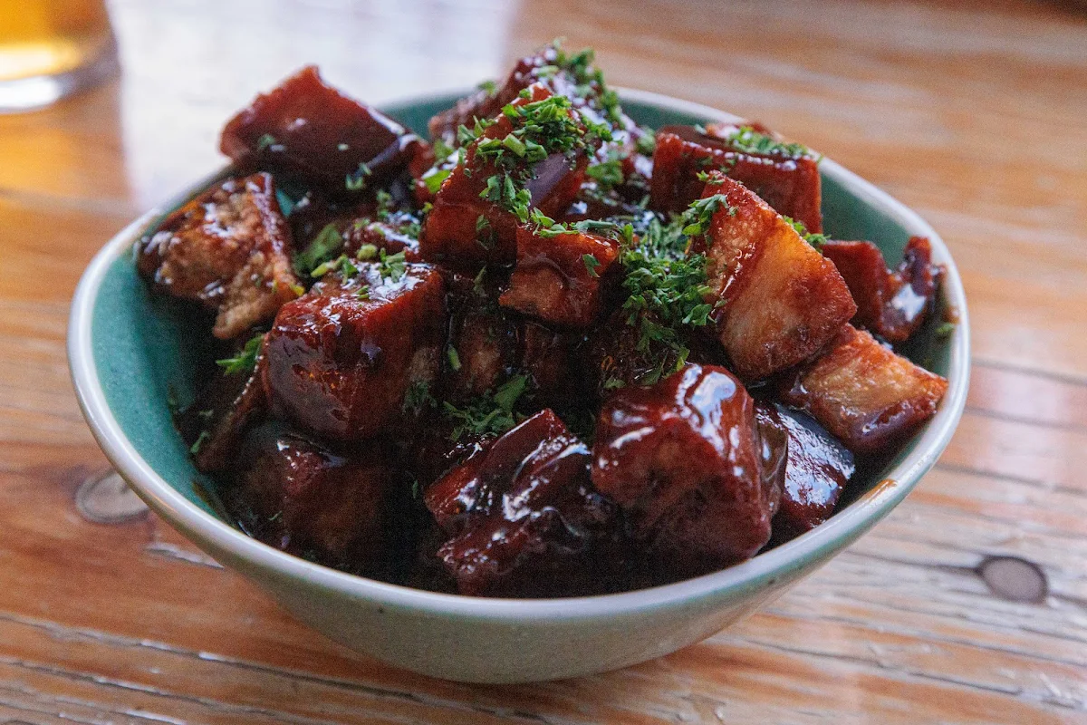 BBQ Pork Belly Bites, Thirsty Crow Brewery