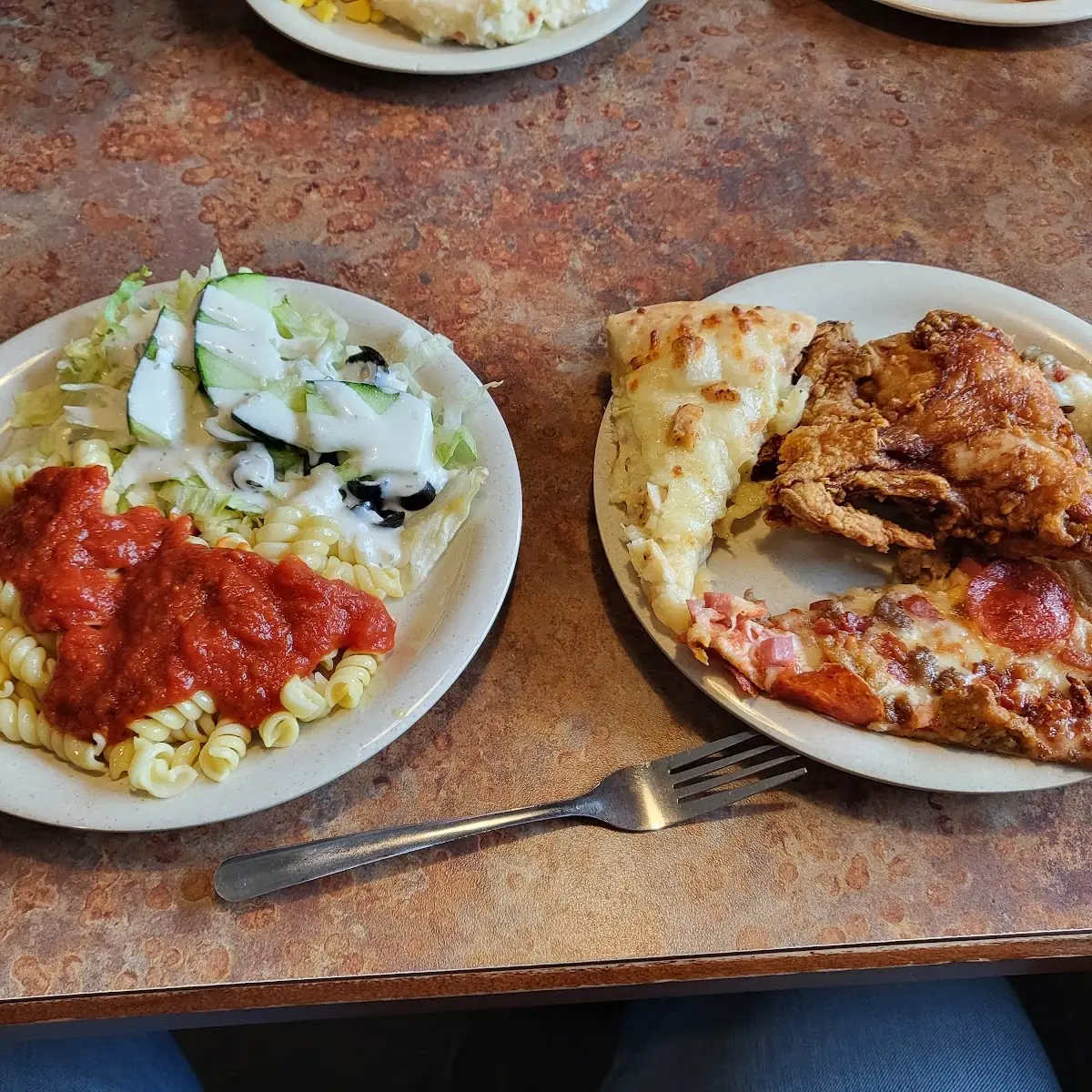 Salad Bar Chicken and Pizza