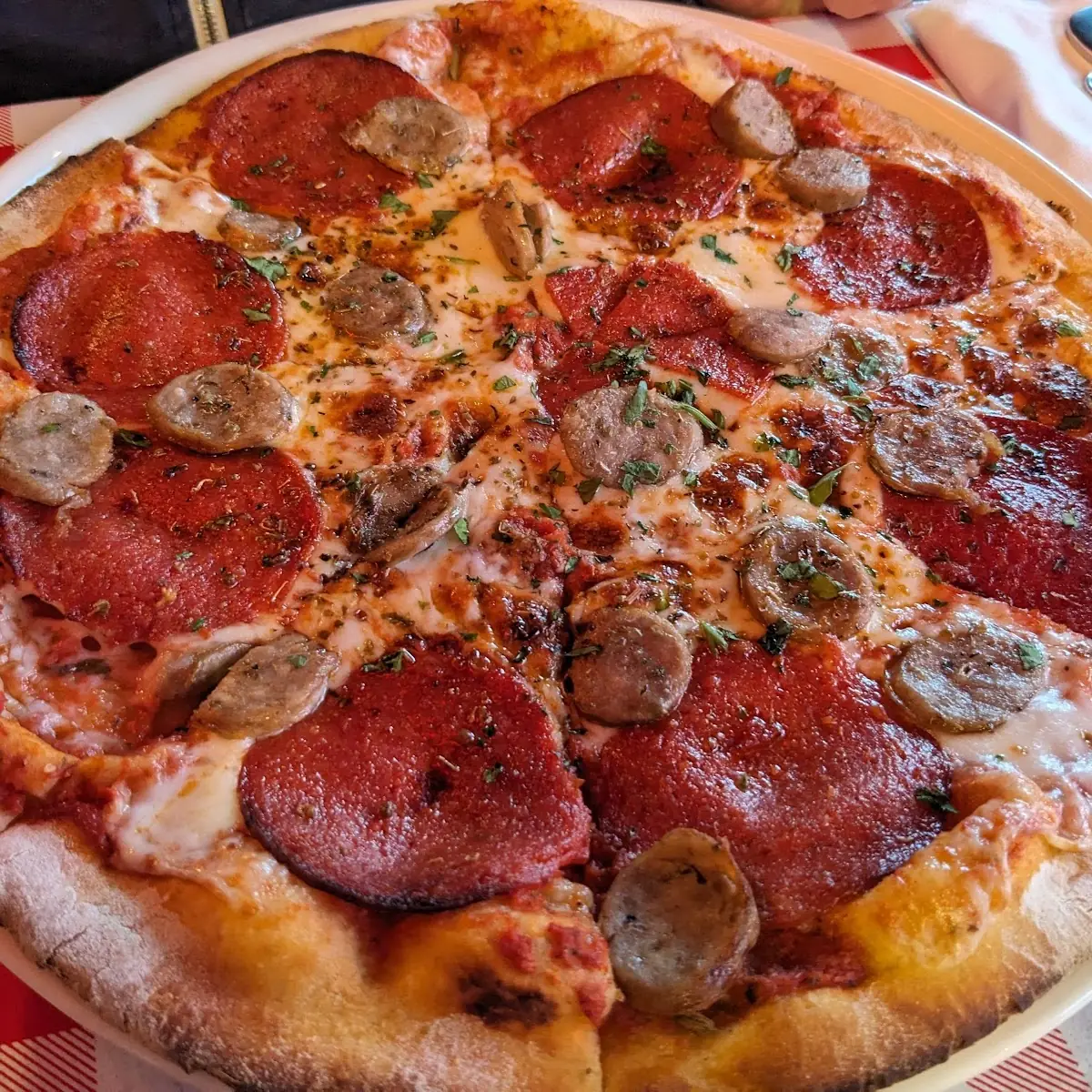 Pepperoni and Sweet Sausage Pizza