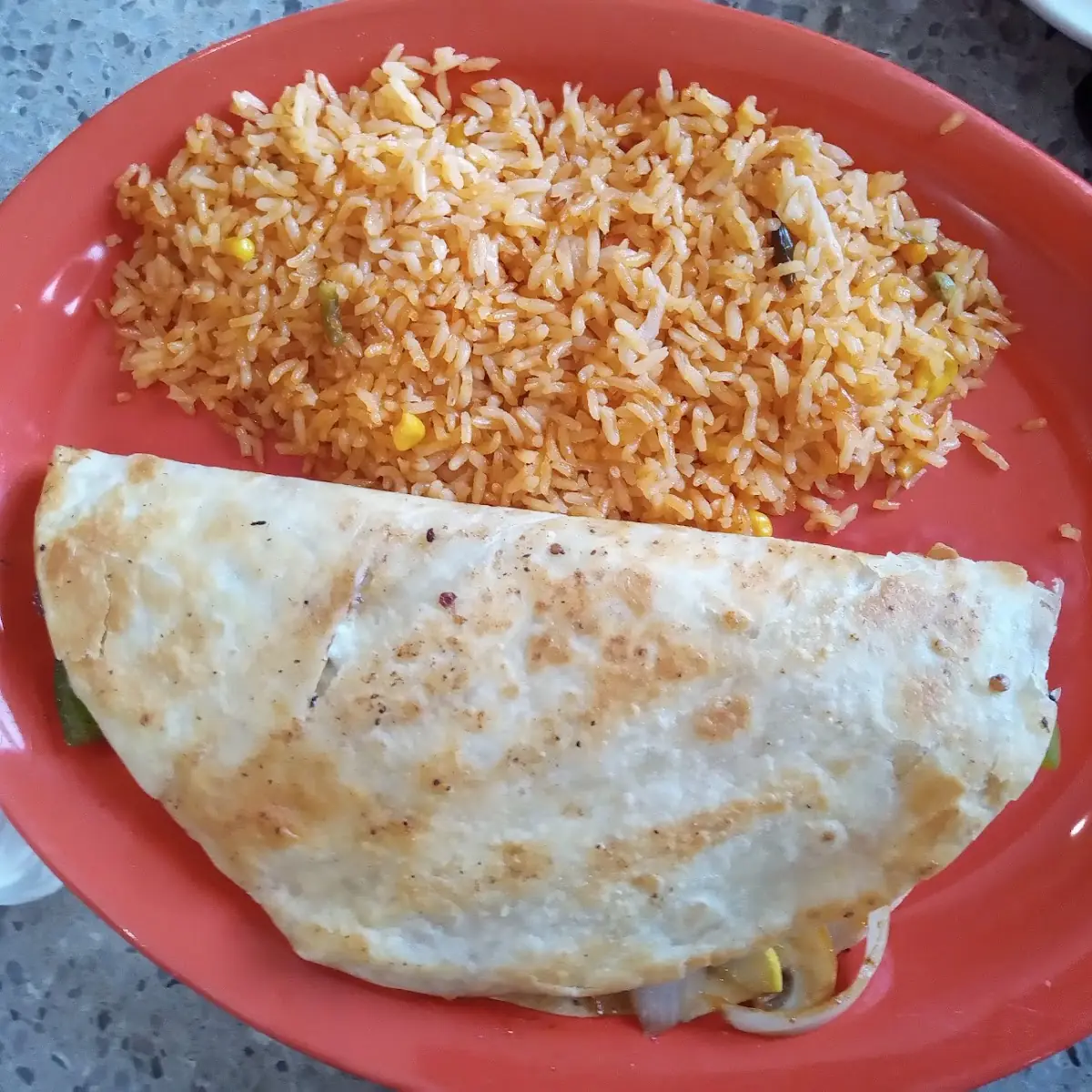 Veggie Quesadilla and Rice