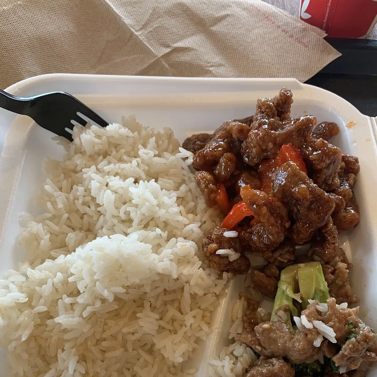 Beijing Beef and Broccoli Beef with White Rice