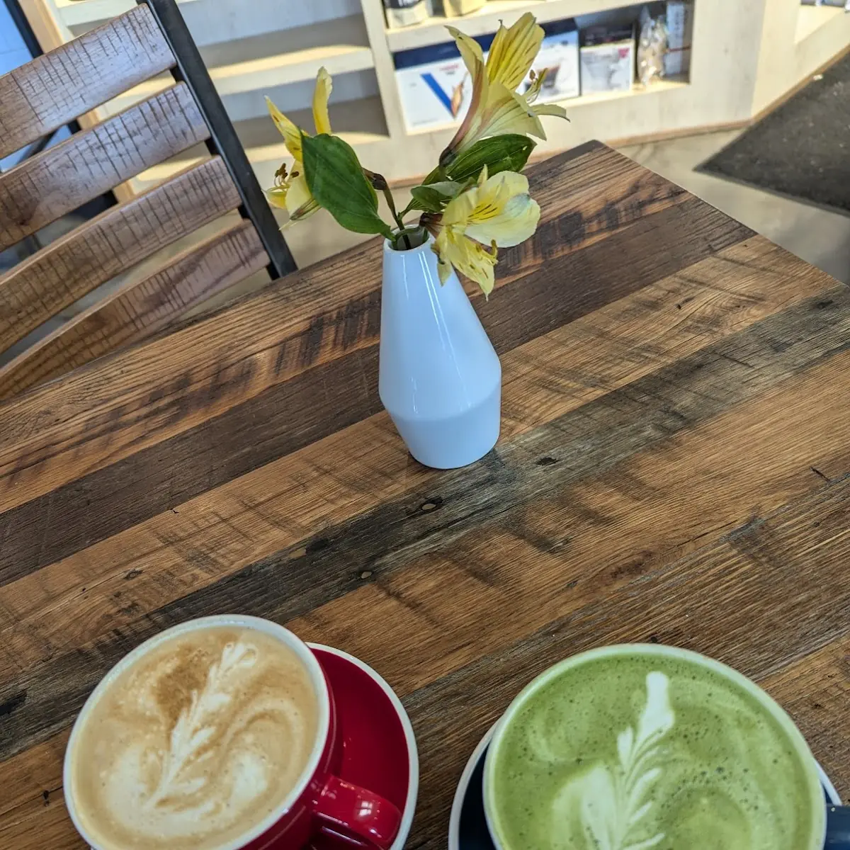 Left Vanilla Bean Latte Right Matcha Latte