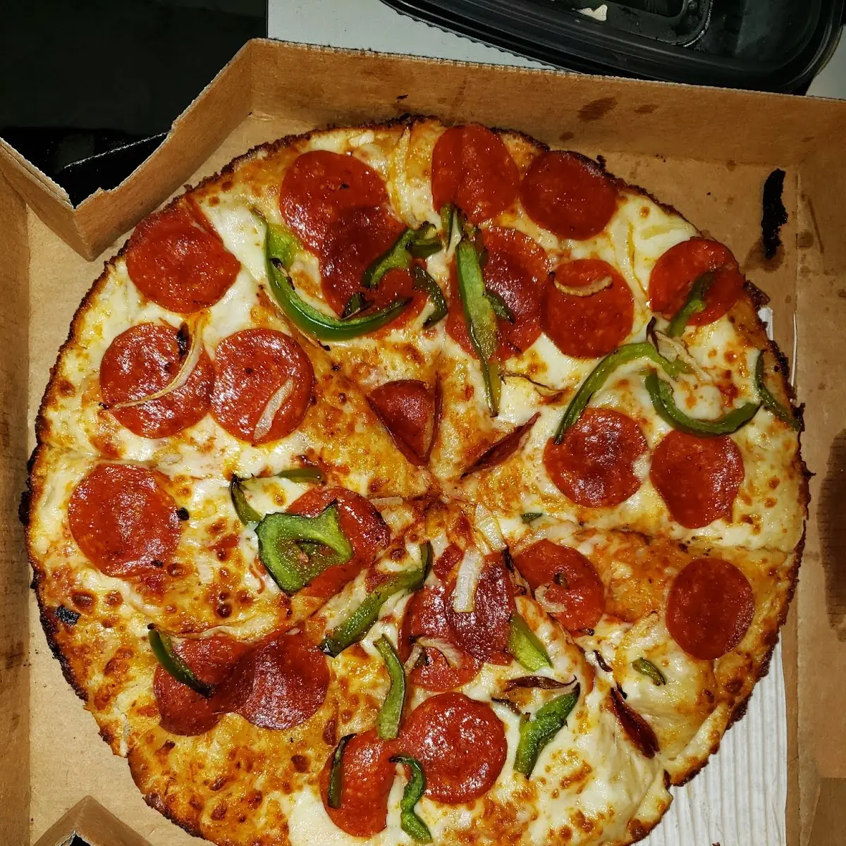 Pepperoni Green Peppers and Onion