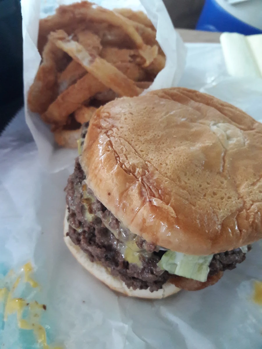 Double Cheeseburger and Onion Rings