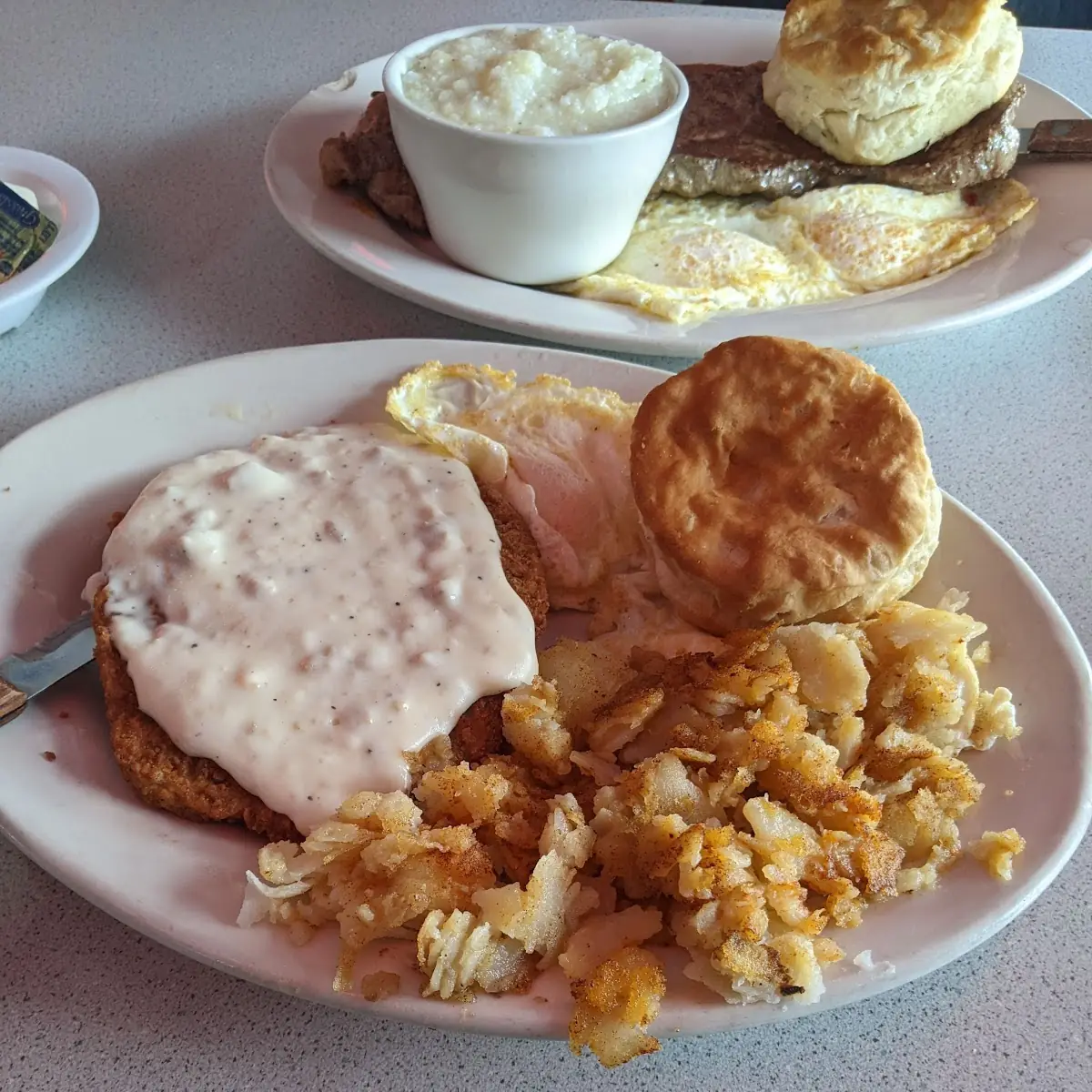 Biscuits and Gravy with Two Eggs & Potatoes