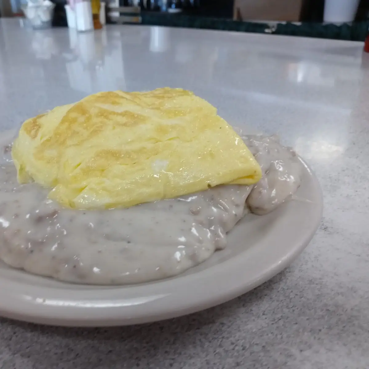 Biscuits and Sausage Gravy with Eggs