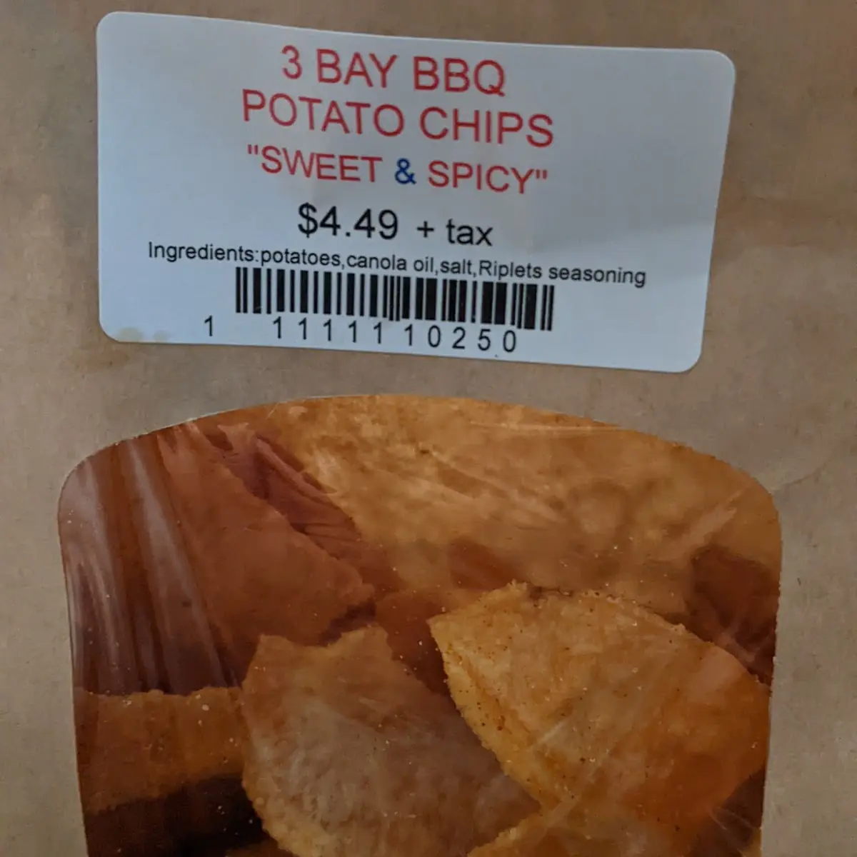 3 BAY BBQ  Potato Chips Bag