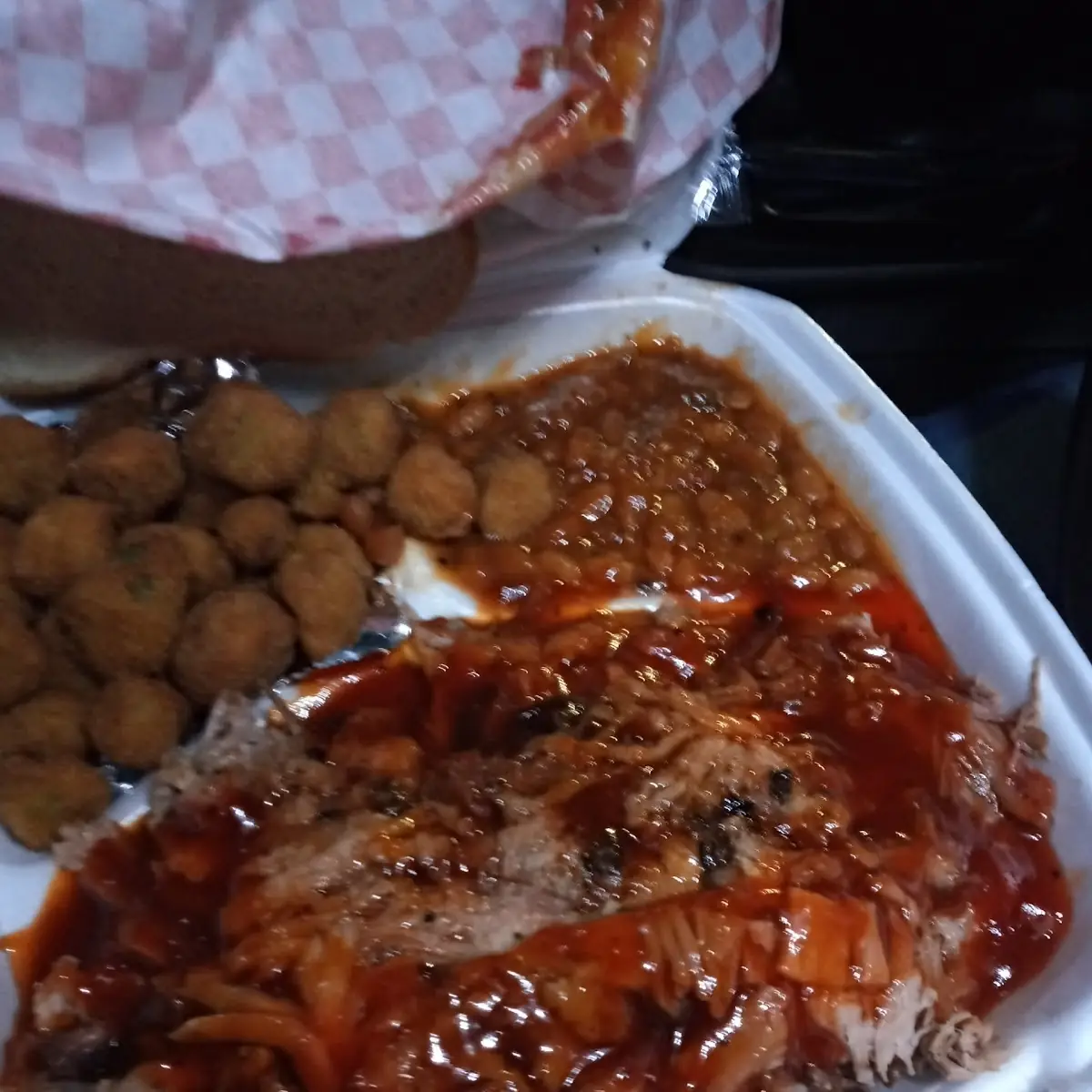 Large BBQ Plate with Baked Beans N Fried Okra