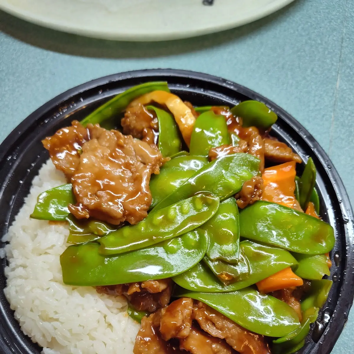Beef with Pea Pods and a Side Of