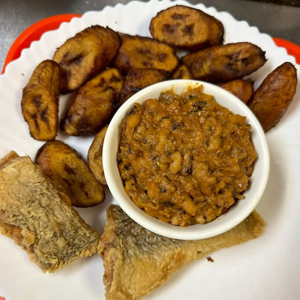 Fried Plantain with Beans Stew