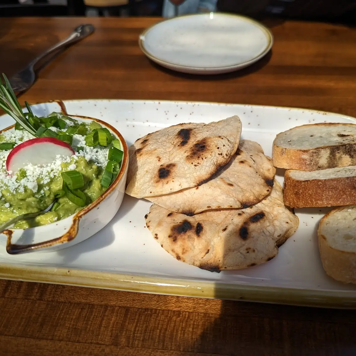 Guacamole with Chips and Bread