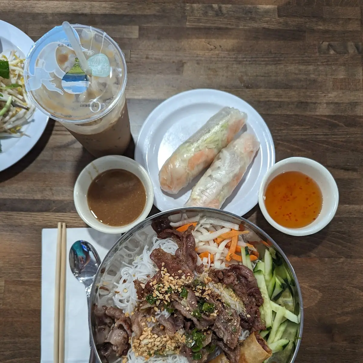 Bun Thit Nuong and Spring Roll