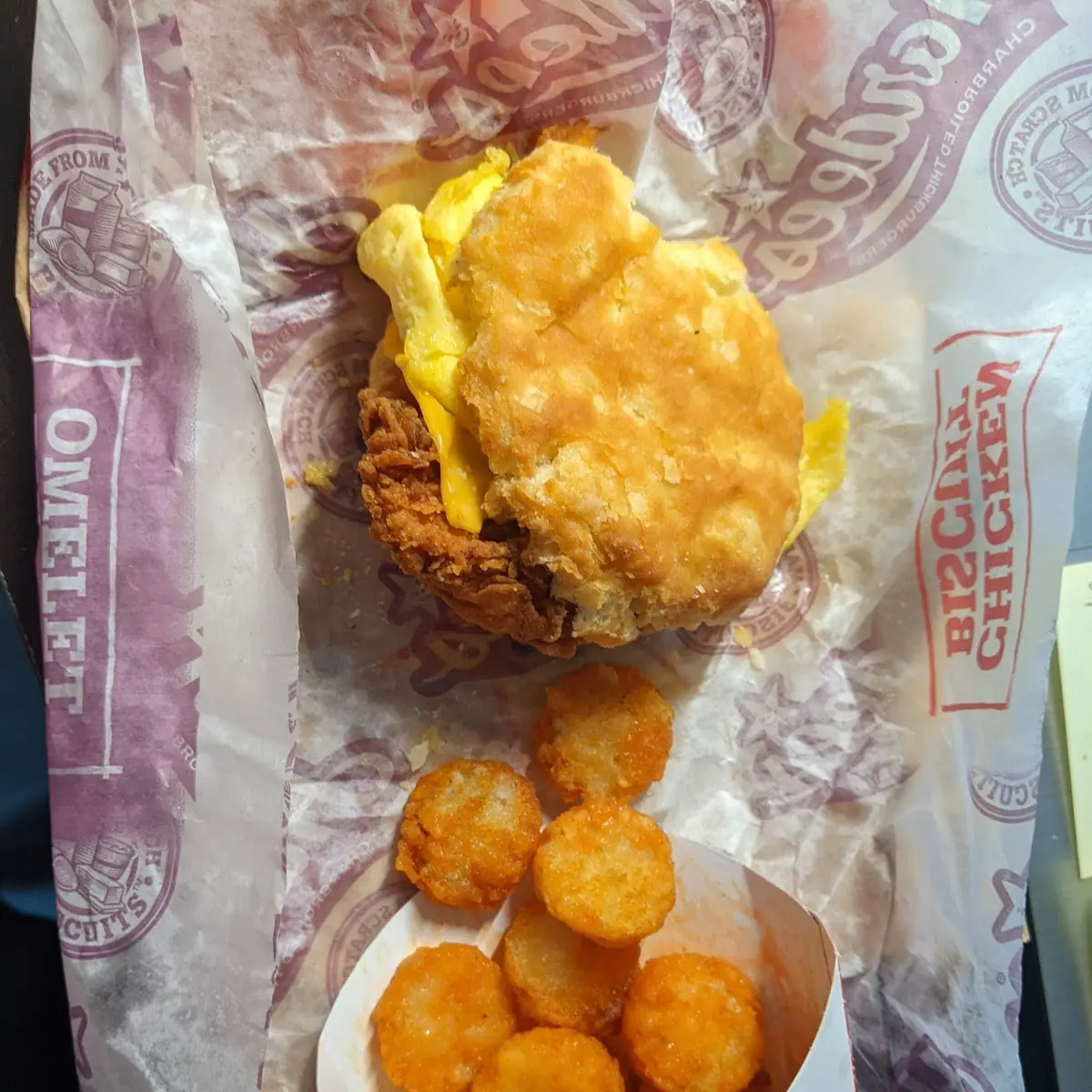 Chicken Egg and Cheese Biscuit with Hash Browns