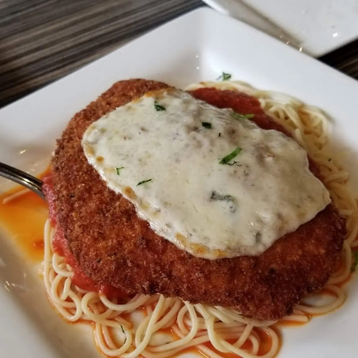 Chicken Parmigiana with Spaghetti