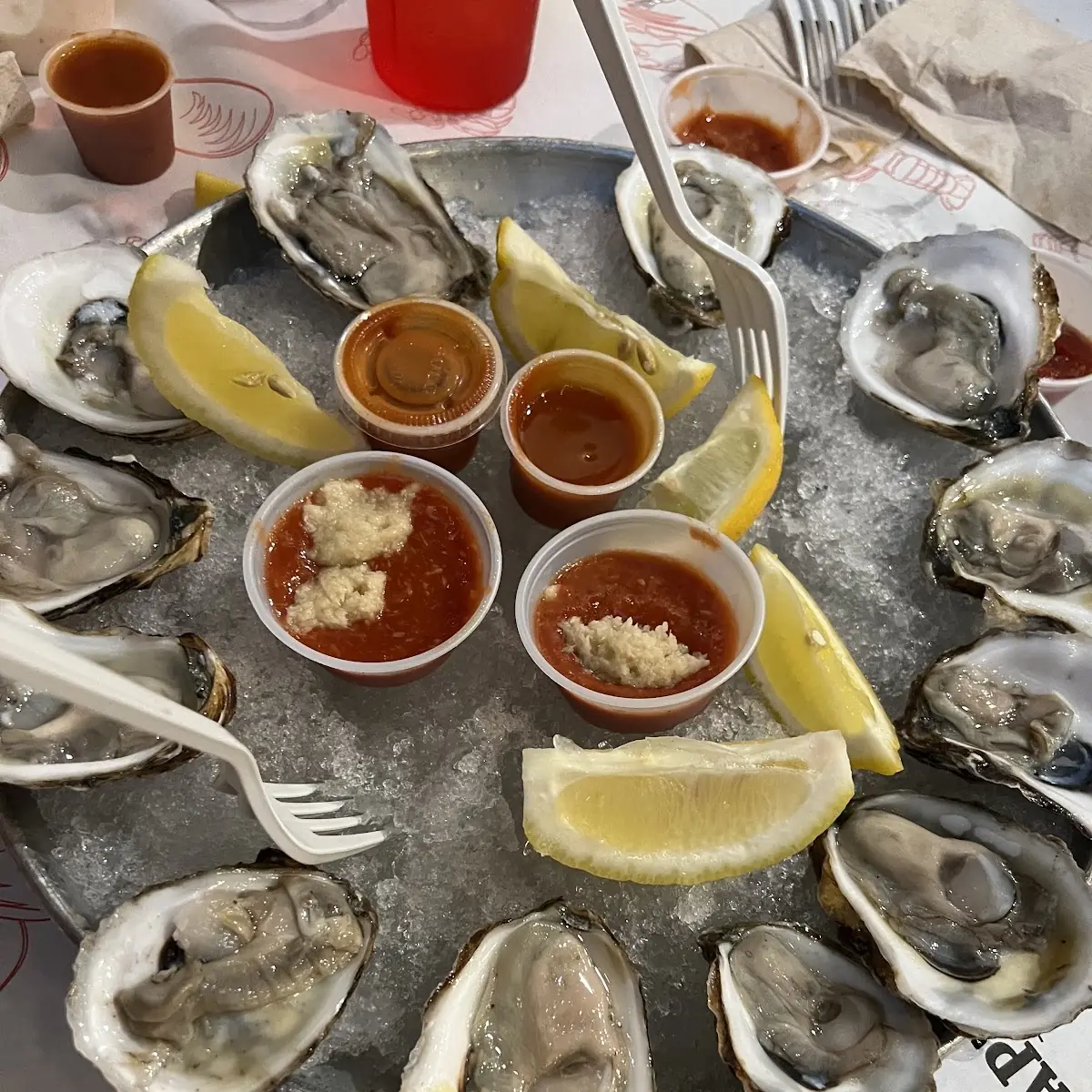 Fresh Raw Oysters with Lemon Slices