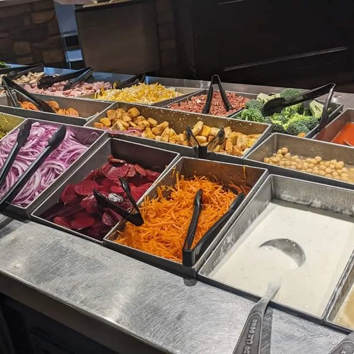 Fresh Salad Bar with Various Toppings