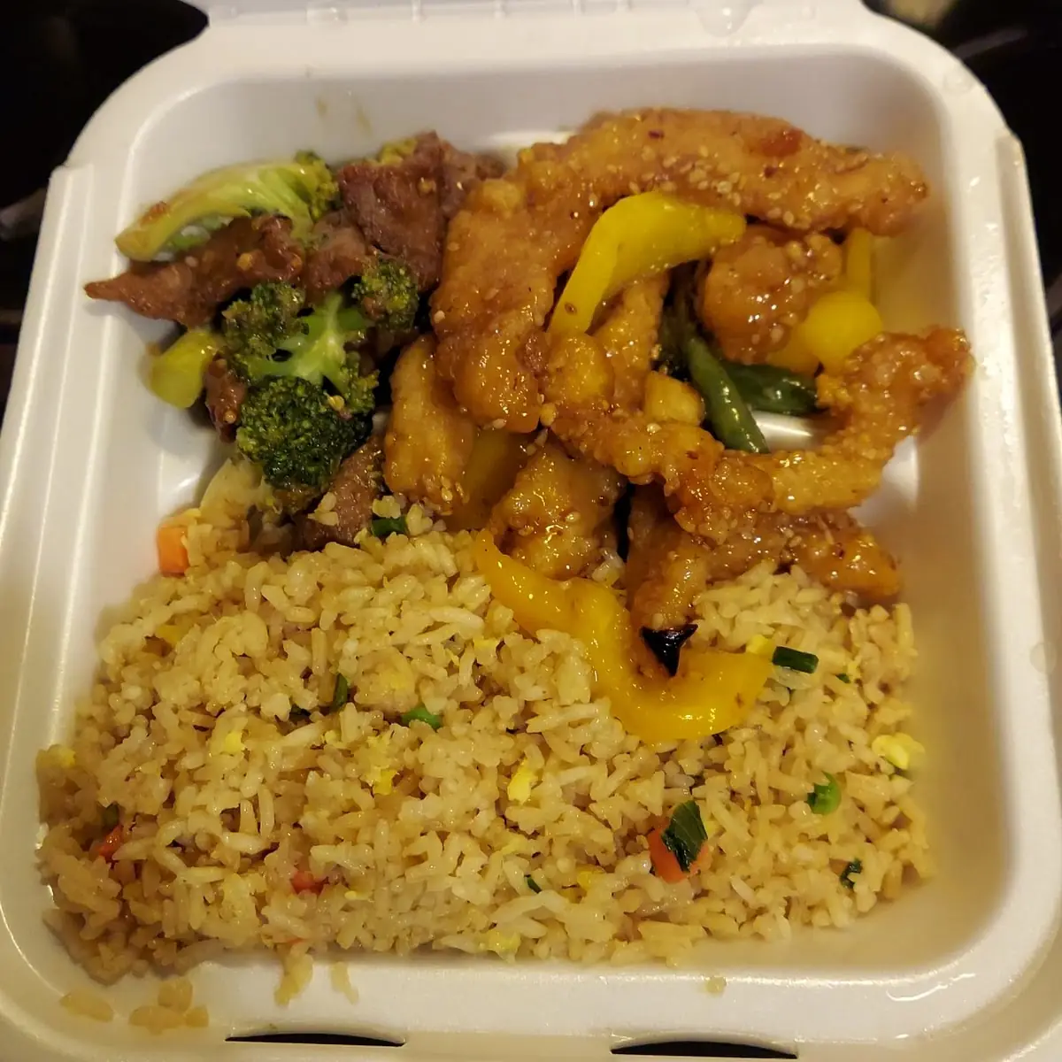 Sesame Chicken Fried Rice Broccoli Beef
