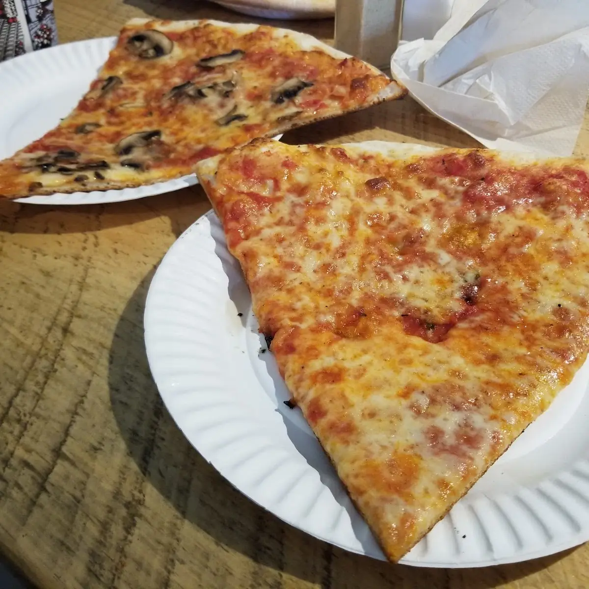 Cheese Pizza Slice and Mushroom Pizza Slice