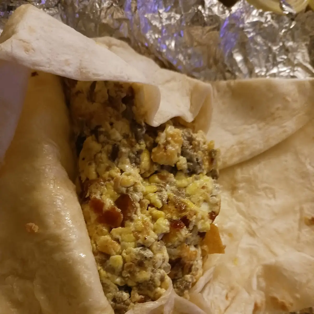 Bacon Sausage Egg Burrito