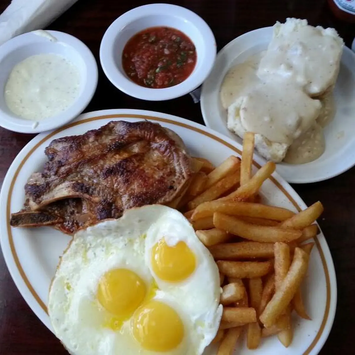 2 Pork Chops and 3 Eggs