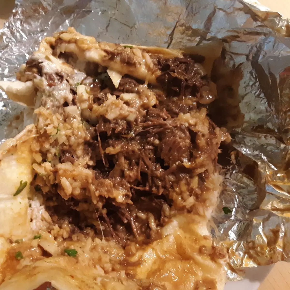 Inside of the Barbacoa Burrito