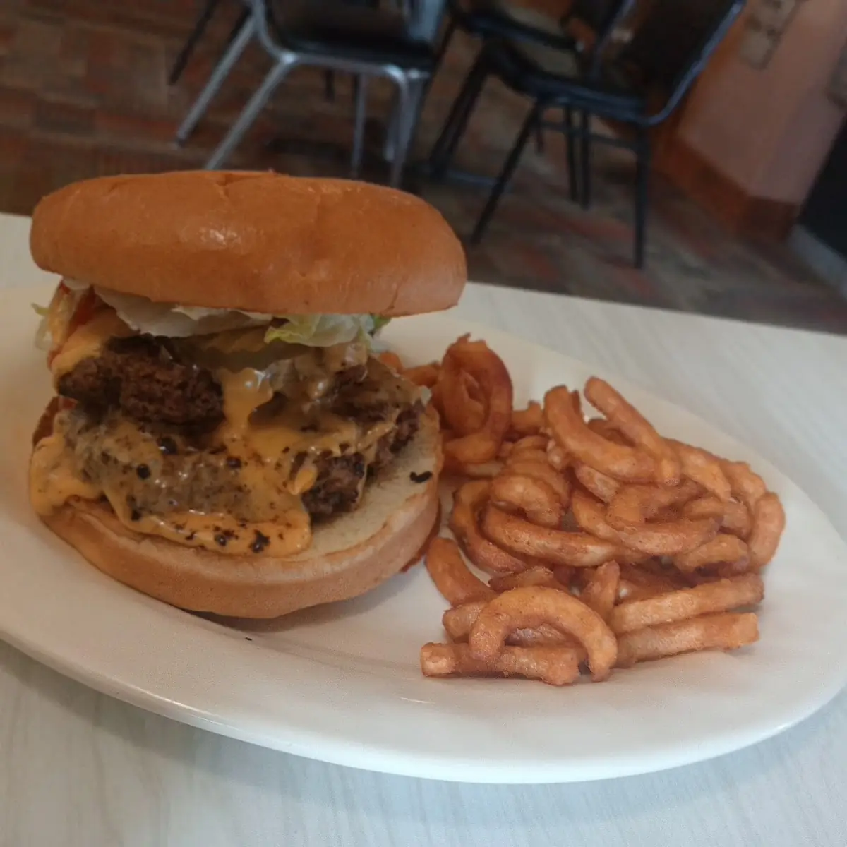 Double Cheeseburger with Curly Fries
