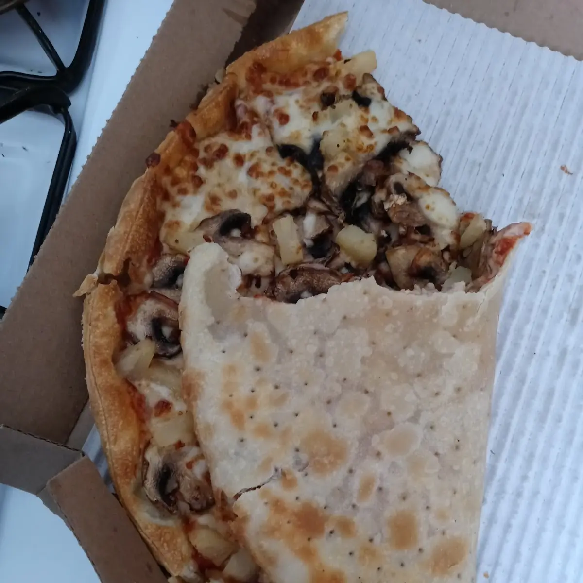 Was Supposed to Be a Crispy Thin Crust Mushroom Pineapple Pizza