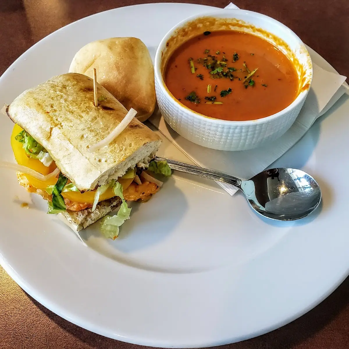 Harissa Shrimp Sandwich with Tomato Bisque Soup