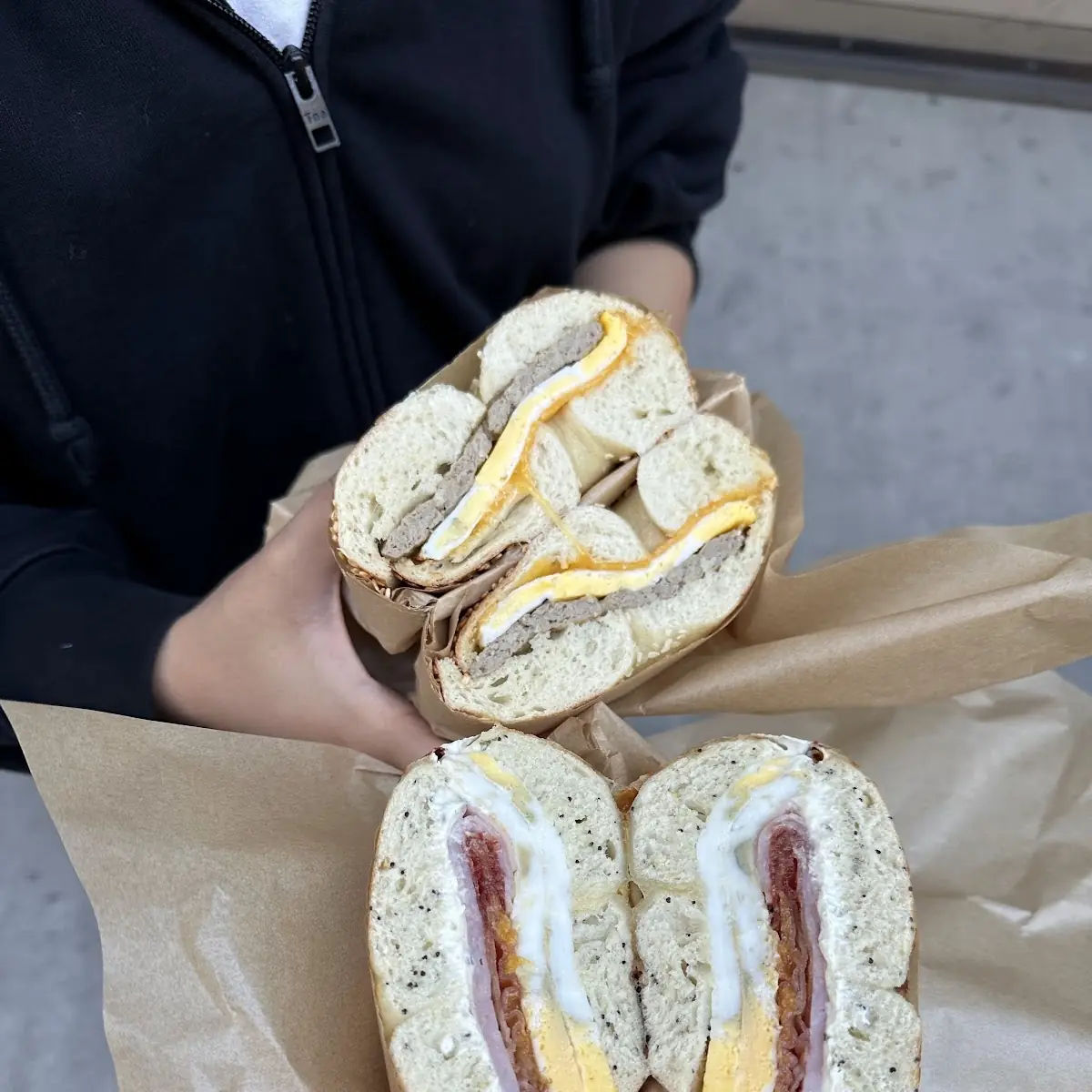 Poppy Seed Bagel Breakfast Sandwich