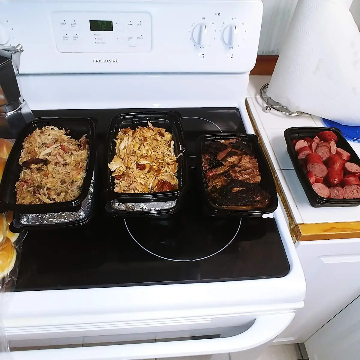 Left to Right Pulled Pork Pulled Chicken Brisket Sausage 41