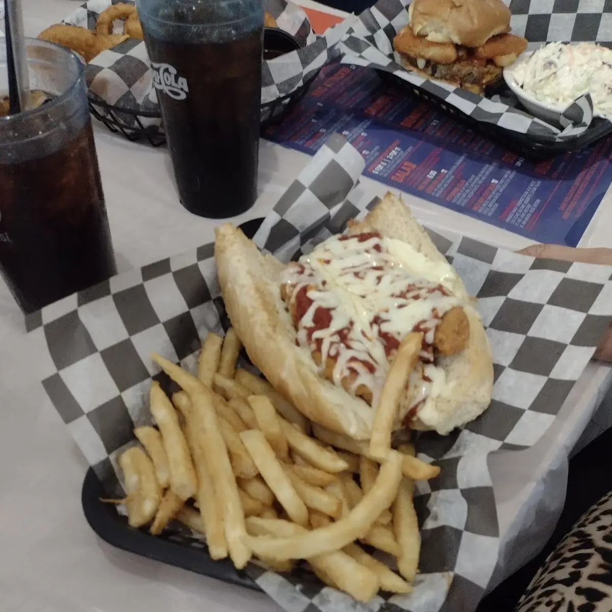 Chicken Parm Sandwich and Fries