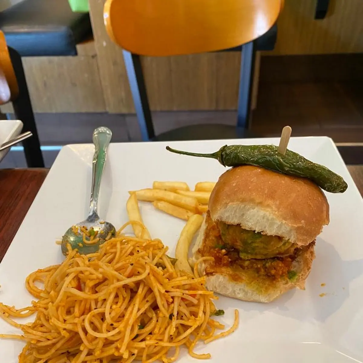 Vada Pav with Salad and Fries