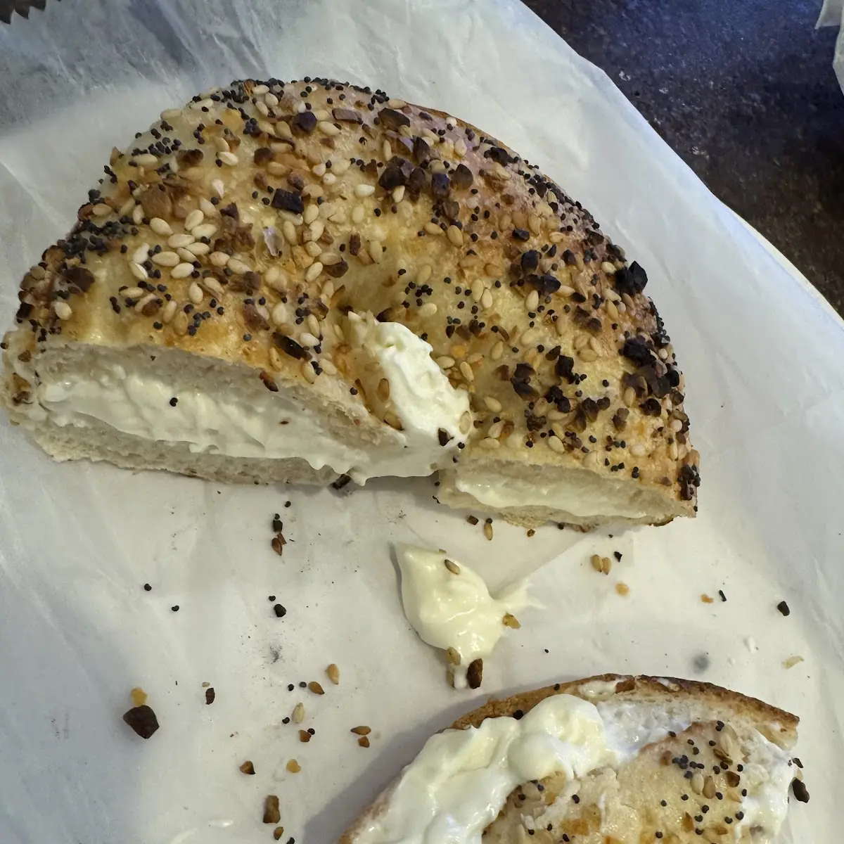 Pork Roll Egg and Cheese on Everything Bagel