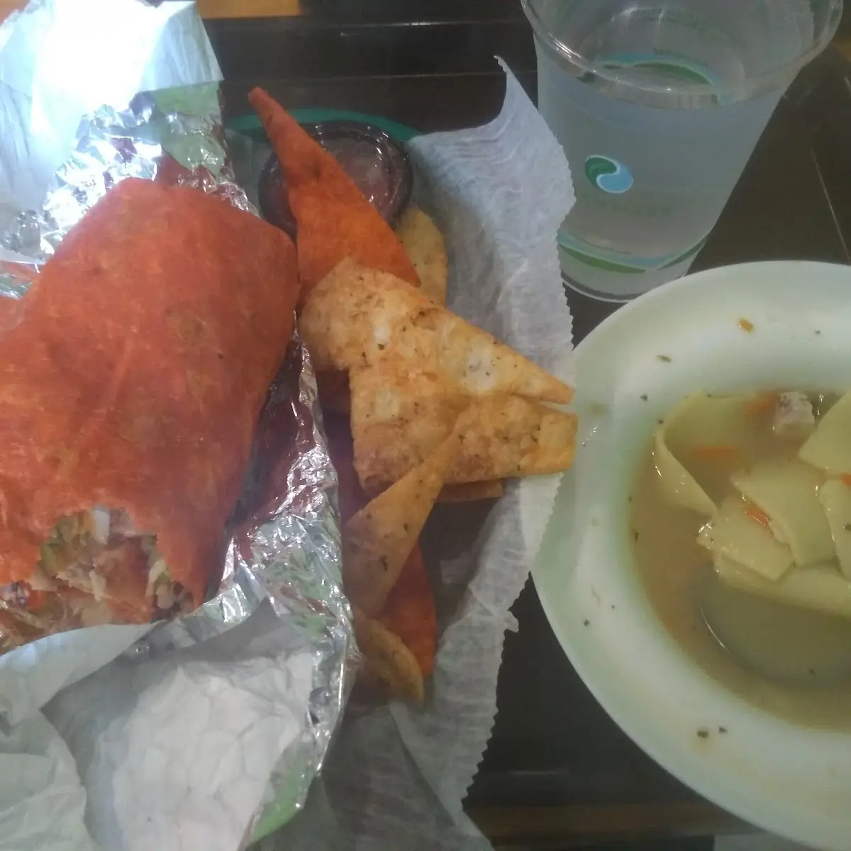 Chix&Hum Wrap and Chicken Noodle Soup
