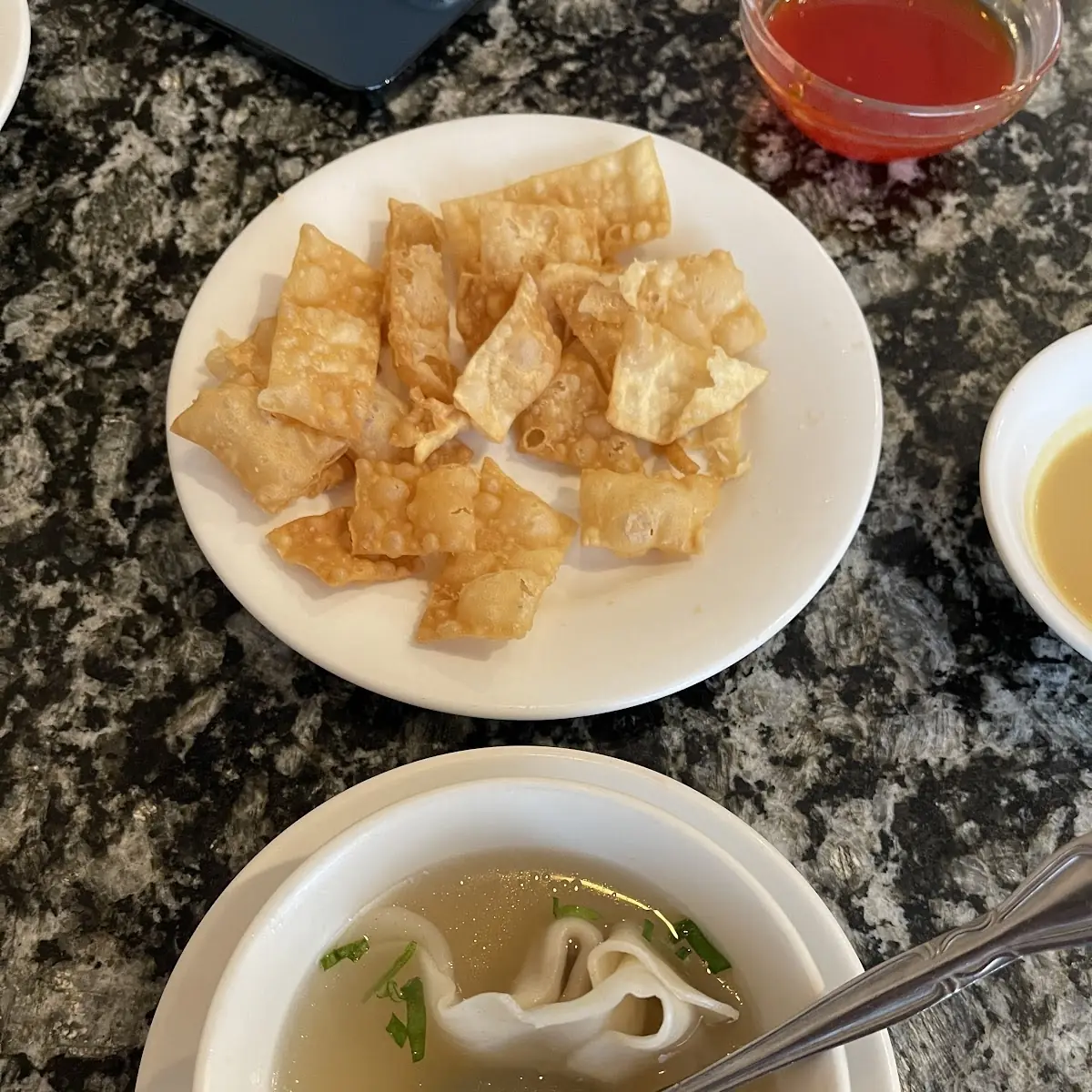 Wonton Soup and Wonton Strips