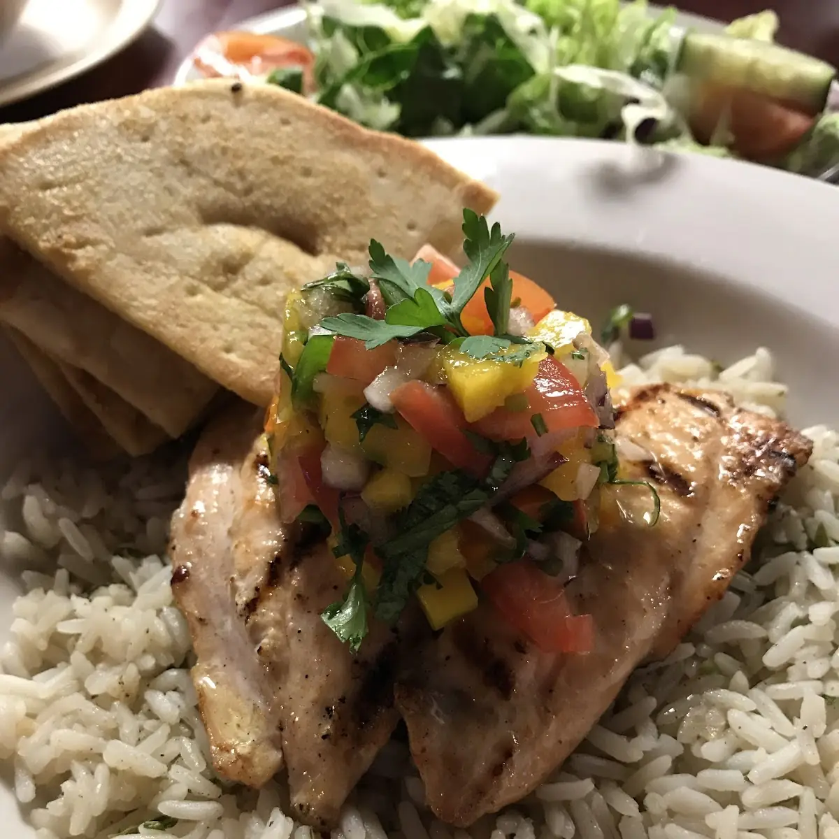 Grilled Salmon over Rice