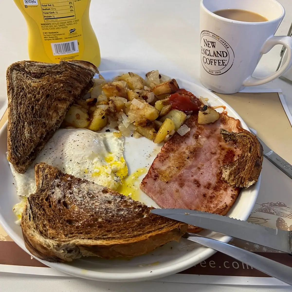 Fried Eggs and Ham Steak