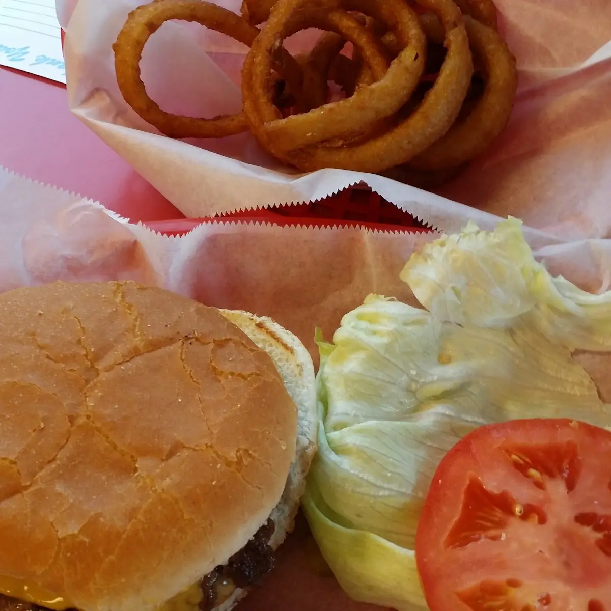 Kirby Burger and Onion Rings