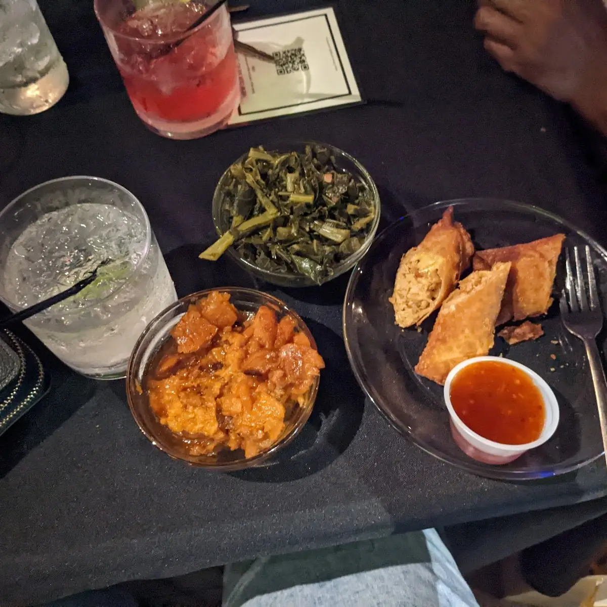 Salmon Roll Collard Greens and Yams