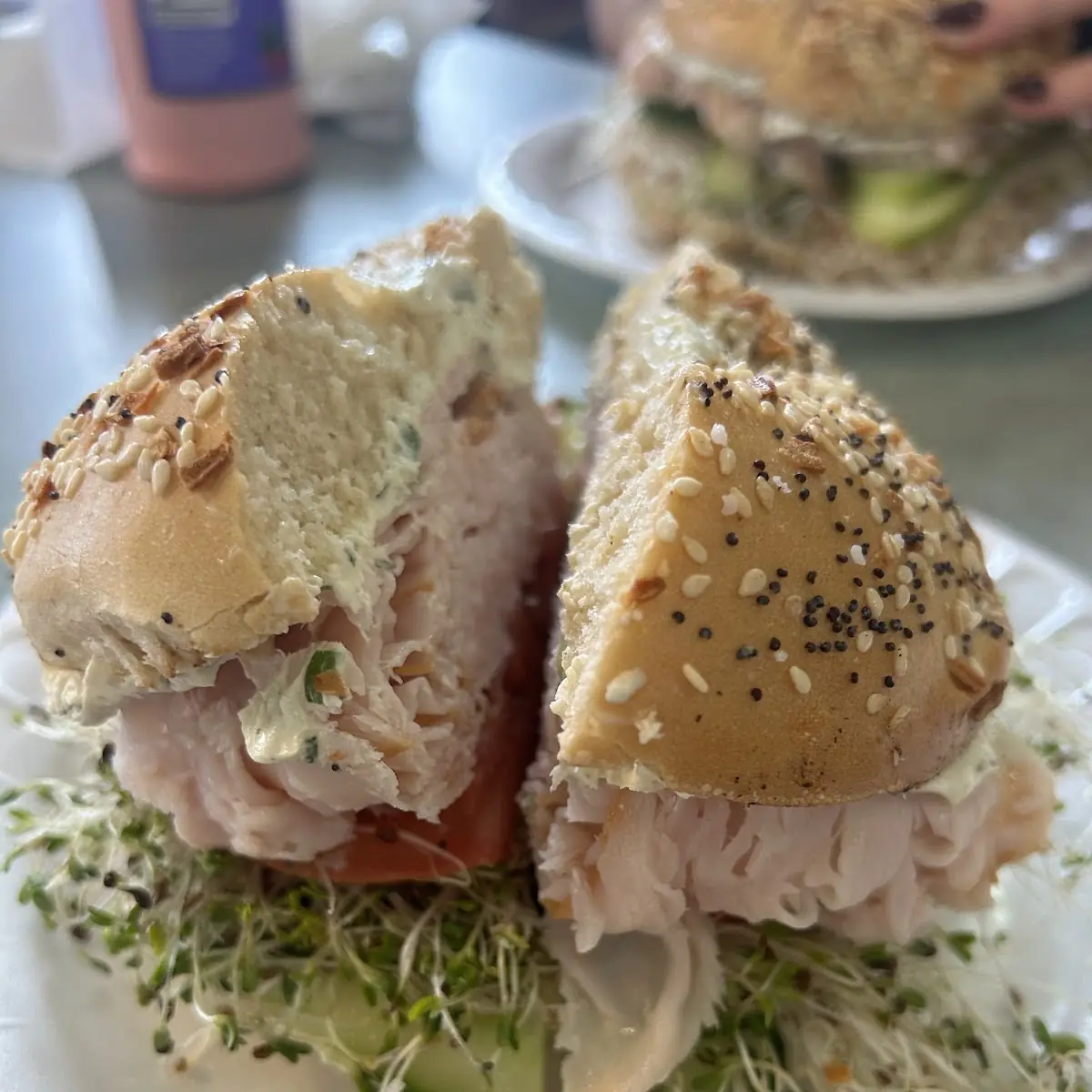 Turkey Specialty with Herb Cream Cheese on Everything Bagel