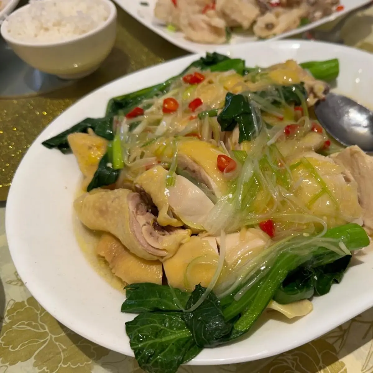 Poached Chicken w Ginger & Scallions