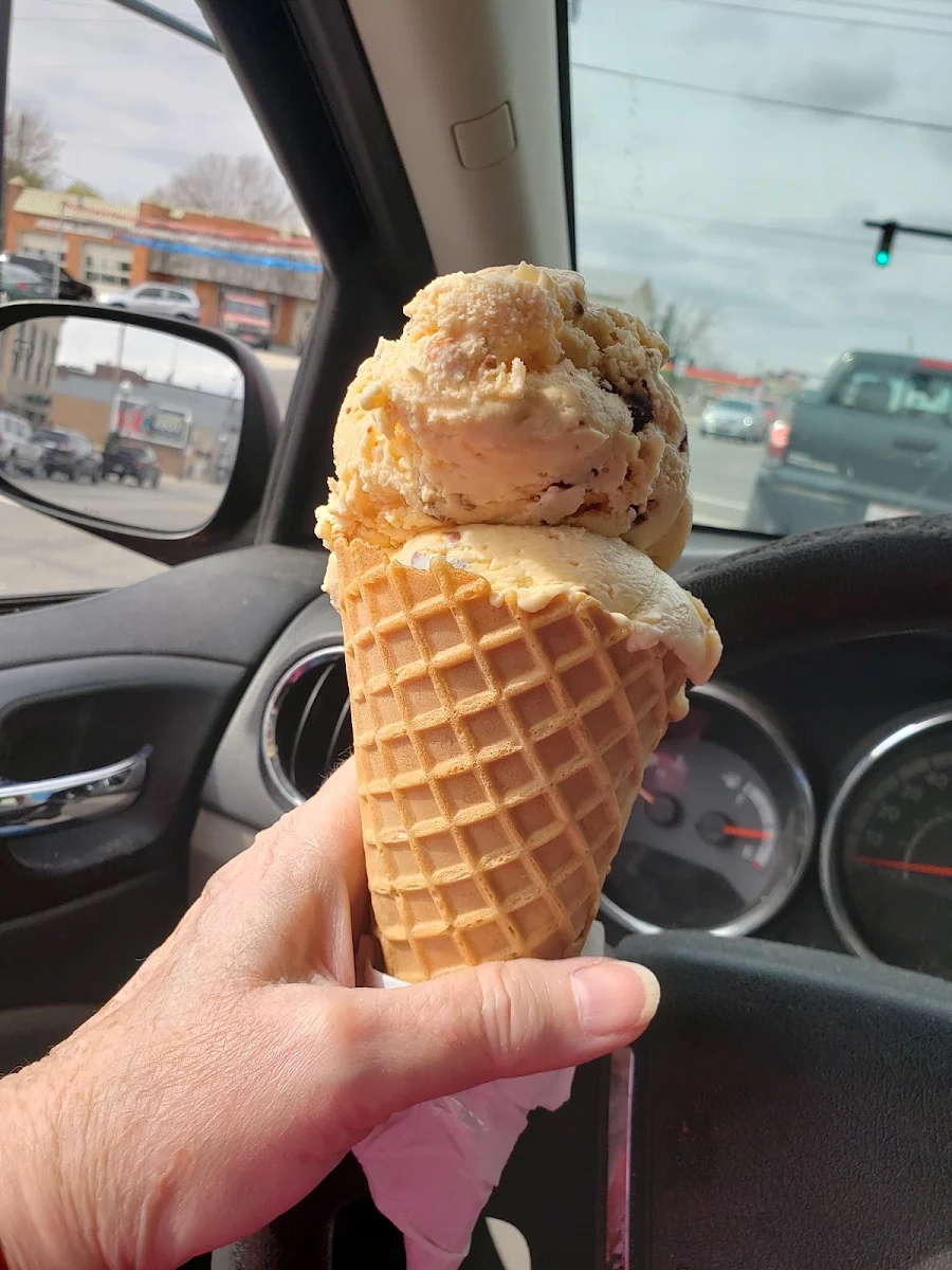 Butterfinger Double Scoop in a Waffle Cone