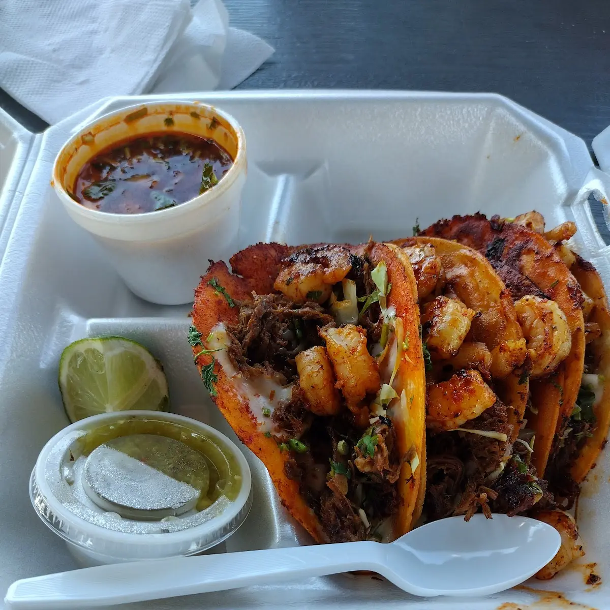 Birria Shrimp Tacos