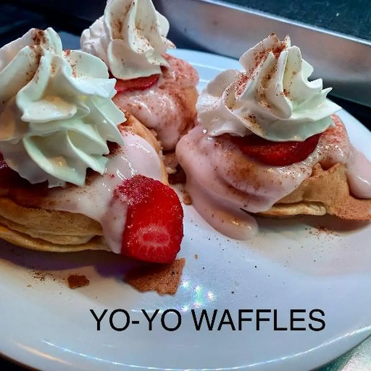 Strawberry Shortcake and Cream Pancake Stack