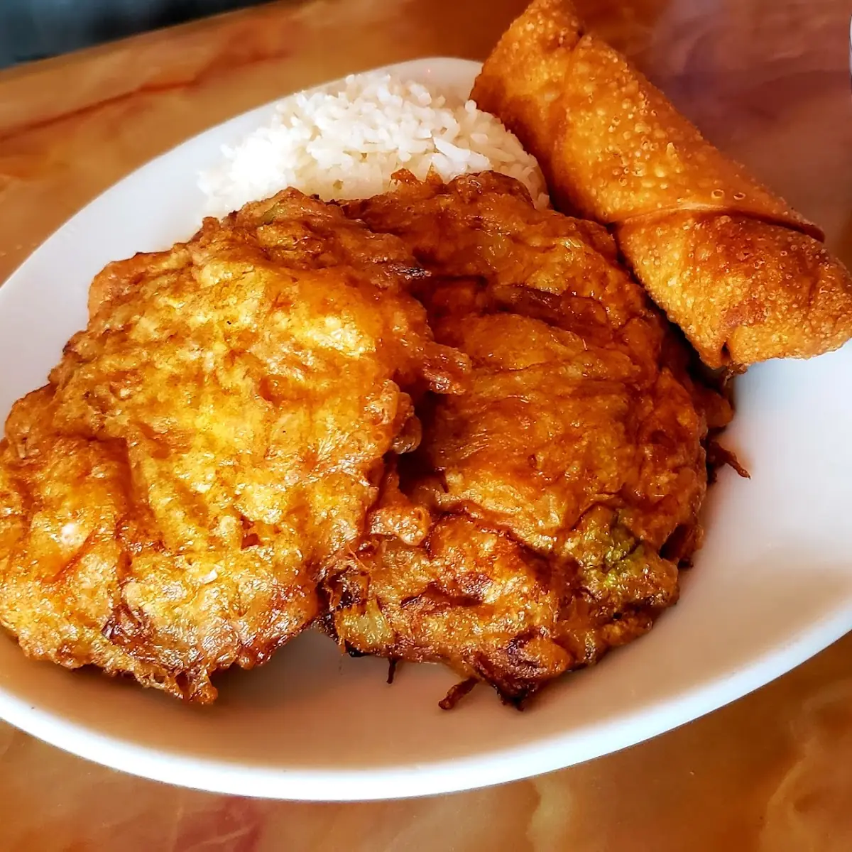 Egg Foo Young Fried Rice and Egg Roll