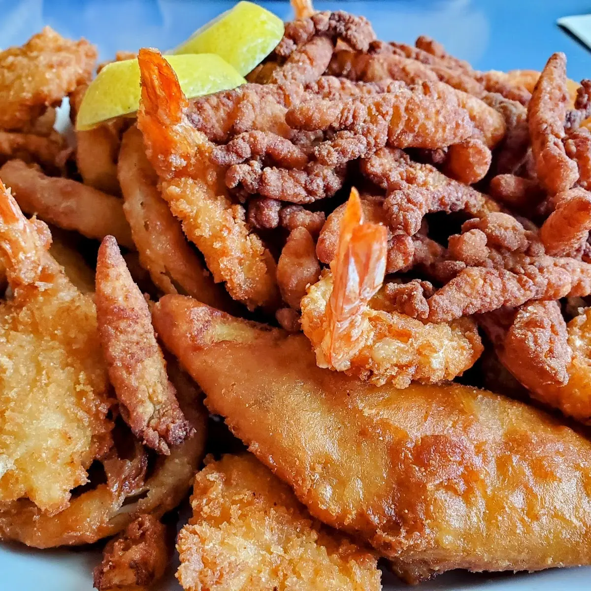 Seafood Basket with Onion Rings